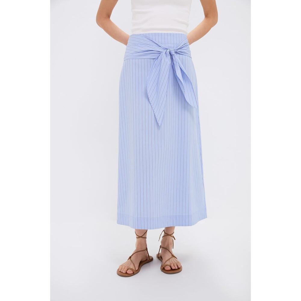 TUCKERNUCK Blue and White Stripe Tie Front Cassie Skirt Size S NWT